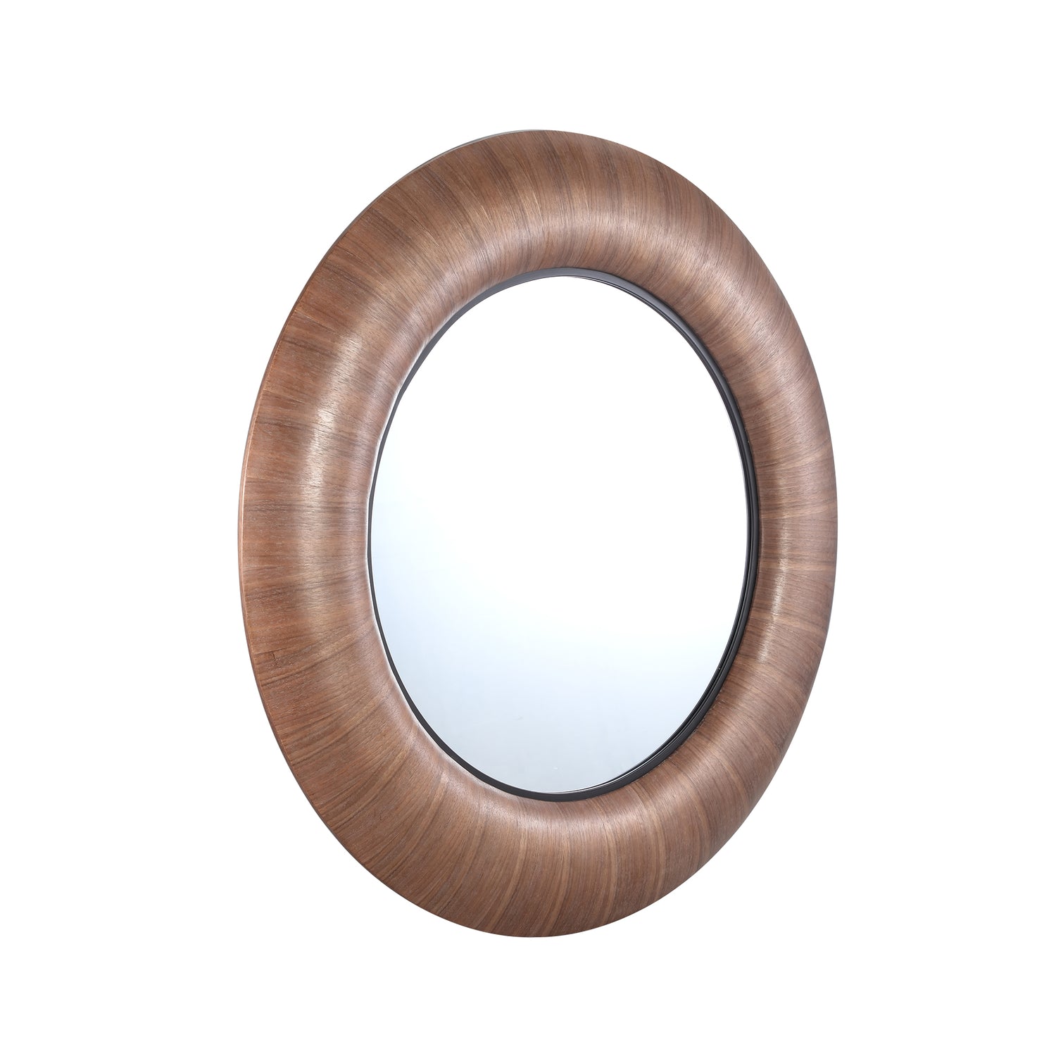 Gezzy Natural Wooden Mirror Thick Frame Round 110.5x5.5x110.5cm PTMD - Spiegel - PTMD - livinglovely.nl