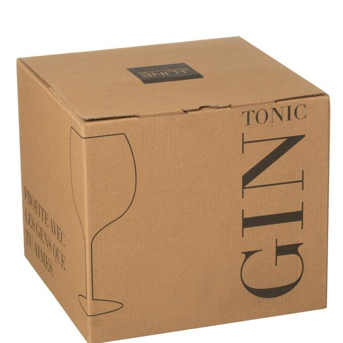 Giftbox 4 Gin glazen Glas Transparant Zwart - Glas - J-Line - livinglovely.nl