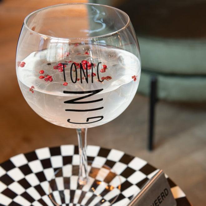 Giftbox 4 Gin glazen Glas Transparant Zwart - Glas - J-Line - livinglovely.nl