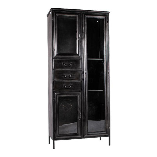 Gijs Black Metal Cabinet Glass Doors PTMD , Kast , PTMD , livinglovely.nl