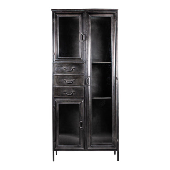 Gijs Black Metal Cabinet Glass Doors PTMD , Kast , PTMD , livinglovely.nl