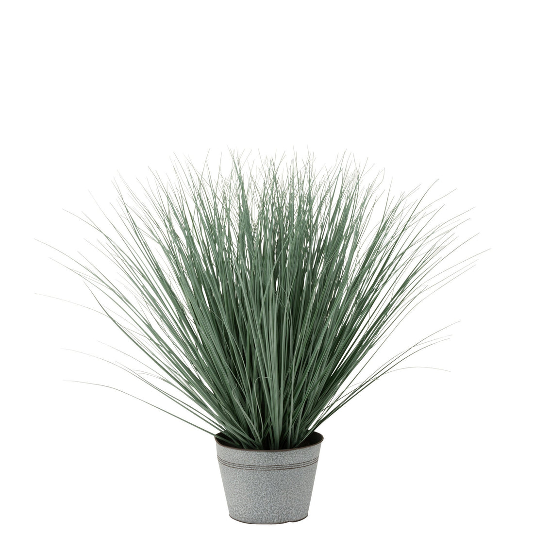 Grassen In Pot Metaal Plastiek Blauw/Groen Large - Kunstplant - J-Line - livinglovely.nl