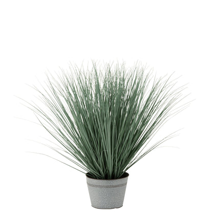 Grassen In Pot Metaal Plastiek Blauw/Groen Large - Kunstplant - J-Line - livinglovely.nl