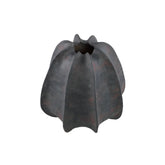 Grayson Black Ceramic Round Ribbed Vase Wide Dia34cmxH34cm PTMD - Vaas - PTMD - livinglovely.nl