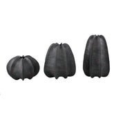 Grayson Black Ceramic Round Ribbed Vase Wide Dia34cmxH34cm PTMD - Vaas - PTMD - livinglovely.nl