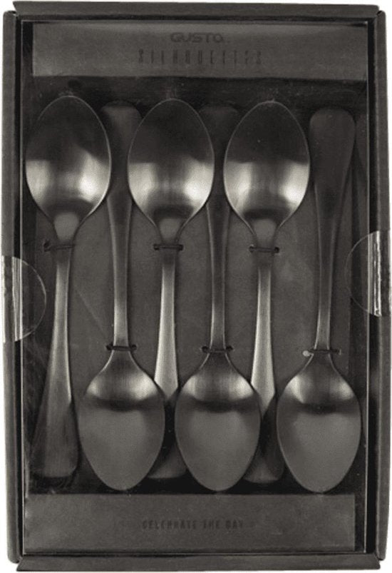 Gusta koffielepeltjes Zwart set van 6 - Lepel - Gusta - livinglovely.nl