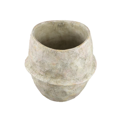 Haania Beige Cement Round Pot With Middle Line XL PTMD - Pot - PTMD - livinglovely.nl