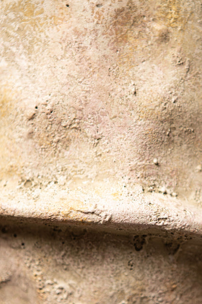 Haania Beige Cement Round Pot With Middle Line XL PTMD - Pot - PTMD - livinglovely.nl