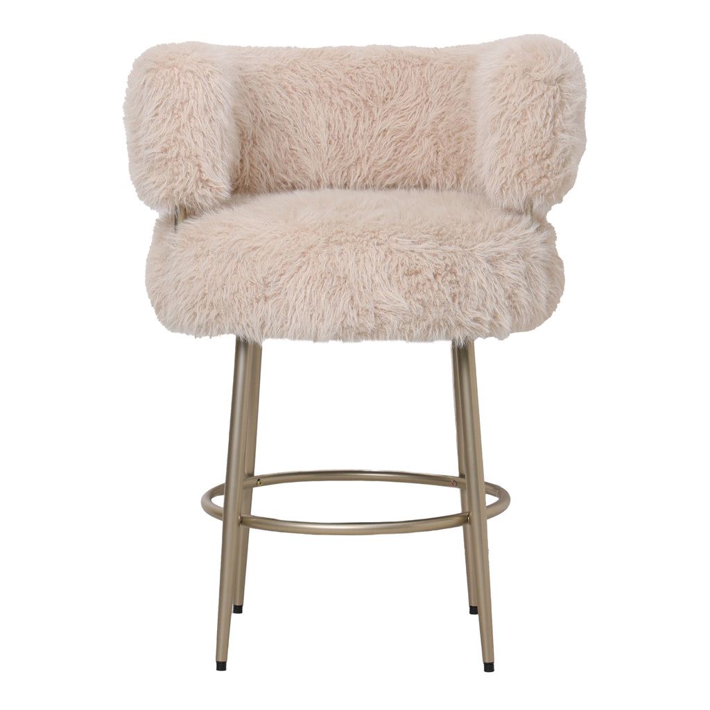 Hair Cream Barstoel Champagne Metaal Base PTMD - Barkruk - PTMD - livinglovely.nl