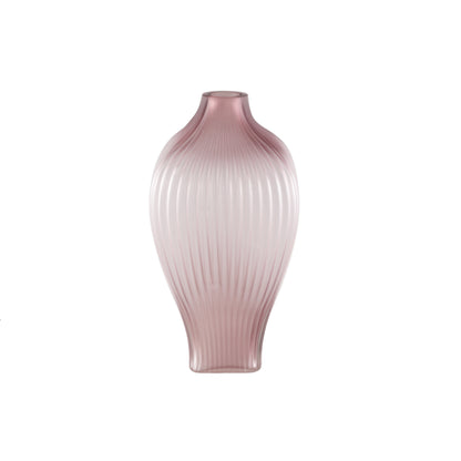 Halde Light Purple Solid Glass Vase Ribbed High Dia19H37cm PTMD - Vaas - PTMD - livinglovely.nl
