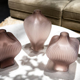 Halde Light Purple Solid Glass Vase Ribbed High Dia19H37cm PTMD - Vaas - PTMD - livinglovely.nl