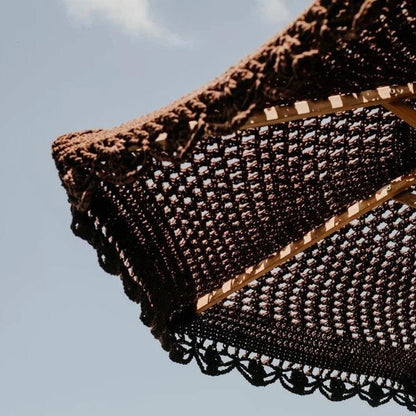 Handgeknoopte Parasol - Flower Bruin Rond - 250cm - Handgeknoopte parasol - Todo Bien - livinglovely.nl