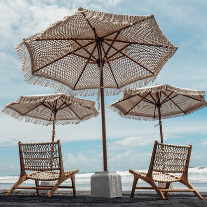 Handgeknoopte Parasol - Fringe Crème 250cm - Handgeknoopte parasol - Todo Bien - livinglovely.nl