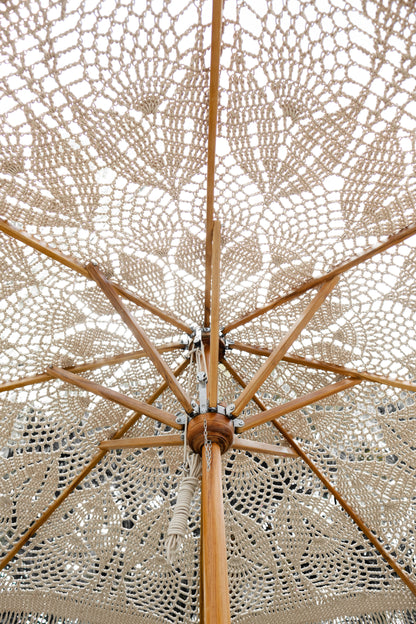 Handgeknoopte Parasol - Leafs - Crème 250cm - Handgeknoopte parasol - Todo Bien - livinglovely.nl