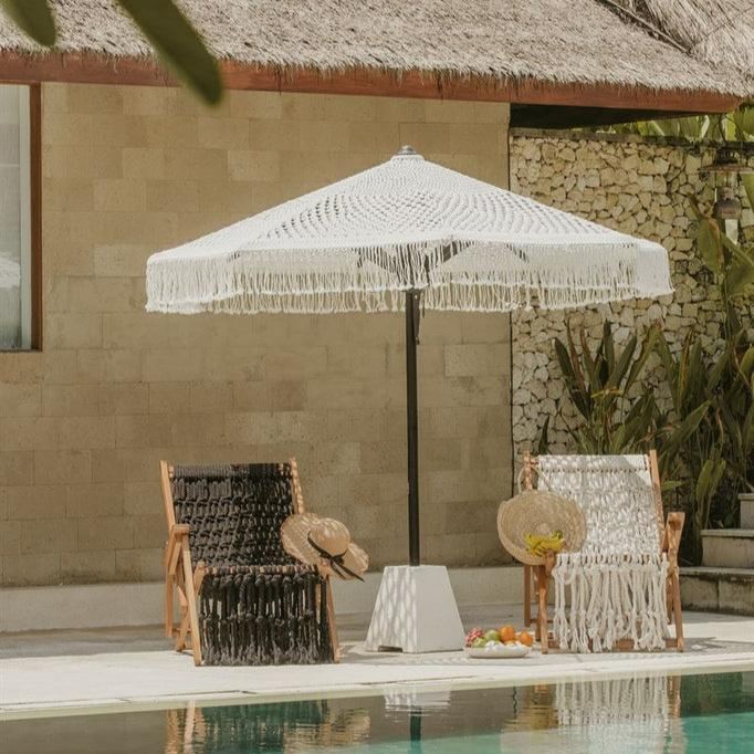 Handgeknoopte Parasol - White Sand - 250cm - Handgeknoopte parasol - Todo Bien - livinglovely.nl