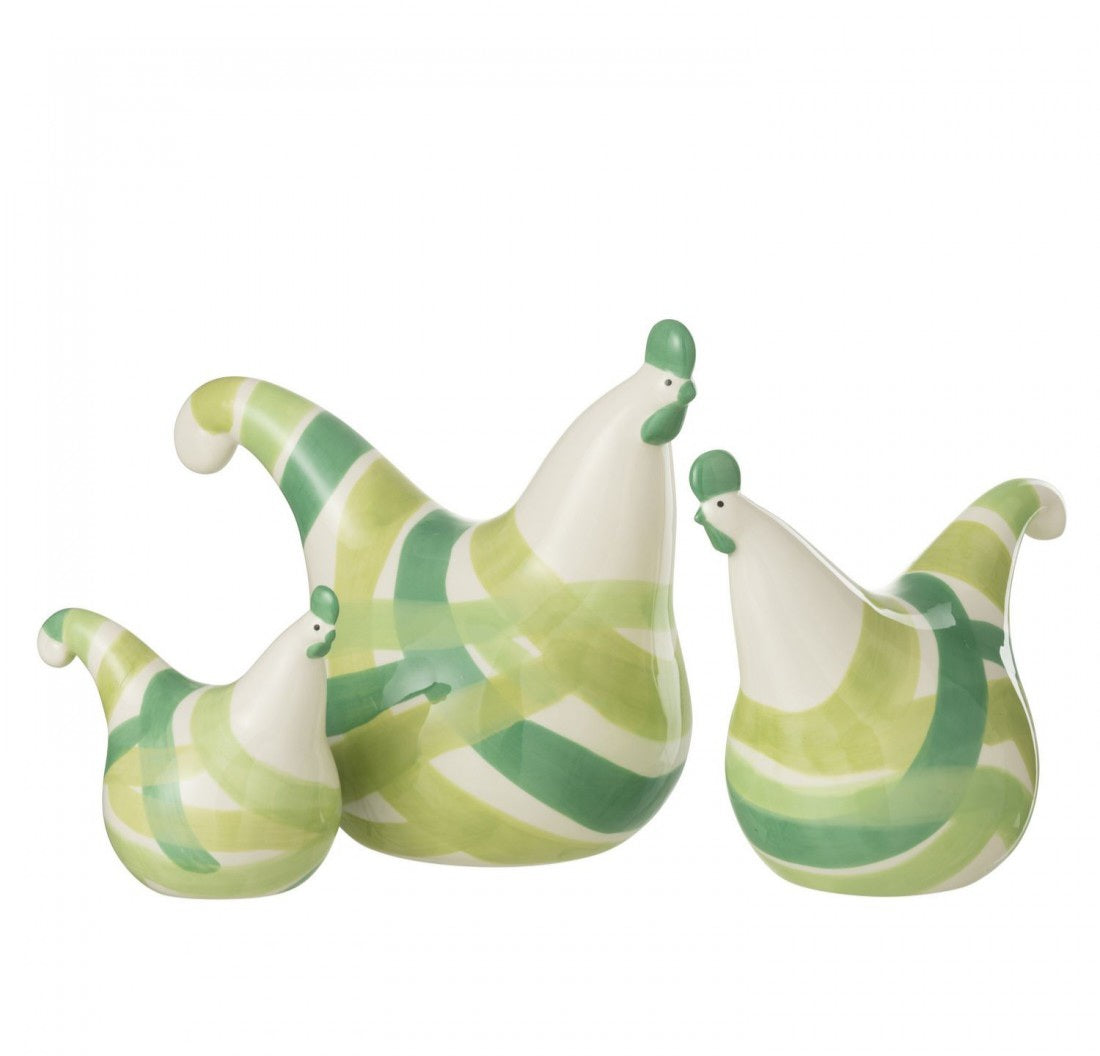 Hanen Lijnen Dolomiet Groen Mix Set van 3 - Paas - J-Line - livinglovely.nl