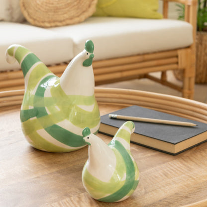 Hanen Lijnen Dolomiet Groen Mix Set van 3 - Paas - J-Line - livinglovely.nl