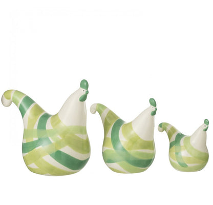 Hanen Lijnen Dolomiet Groen Mix Set van 3 - Paas - J-Line - livinglovely.nl