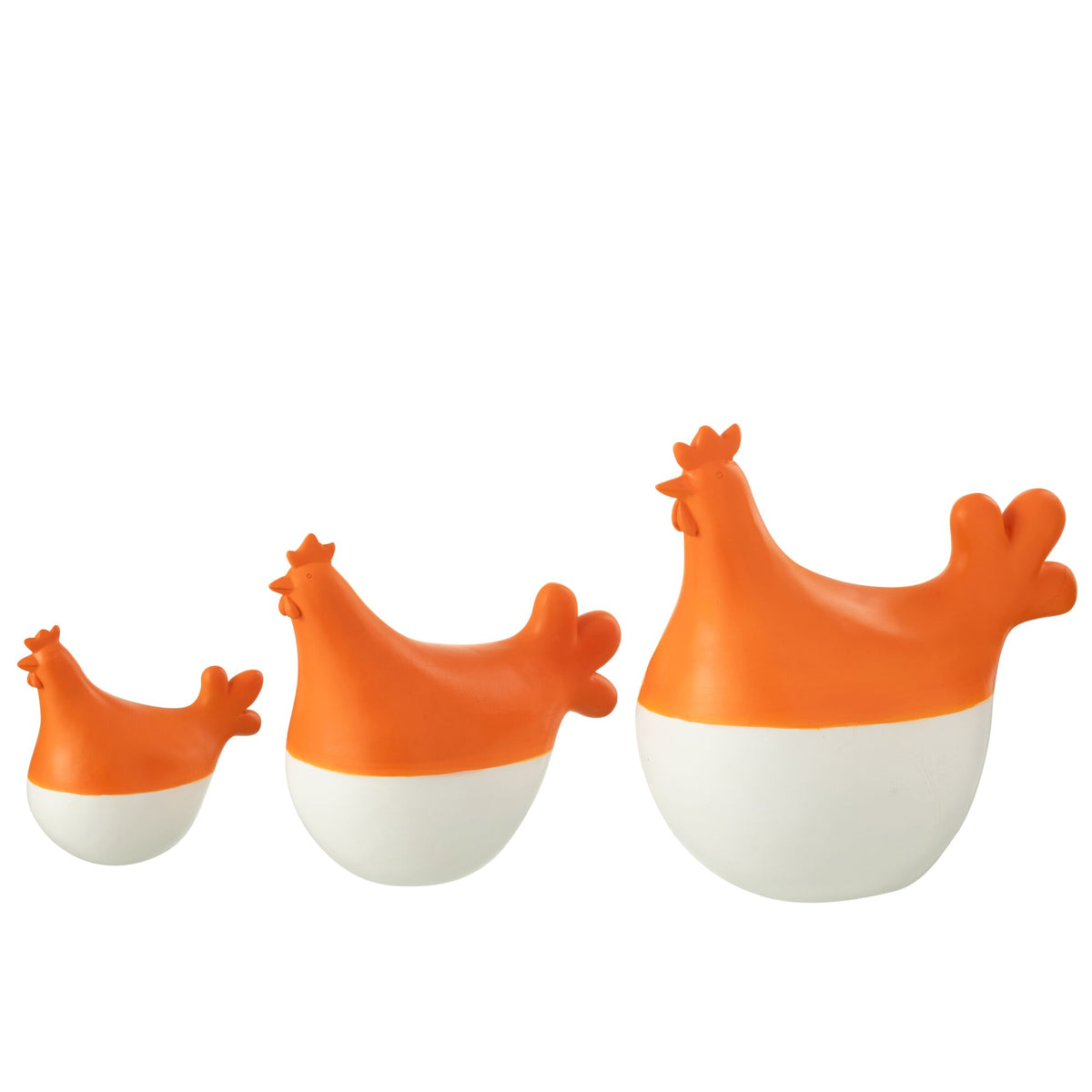 Hanen Polyresin Wit/Oranje Set van 3