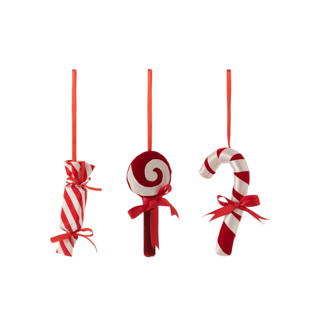 Hanger Snoepje Textiel Rood/Wit Set van 3 J-Line