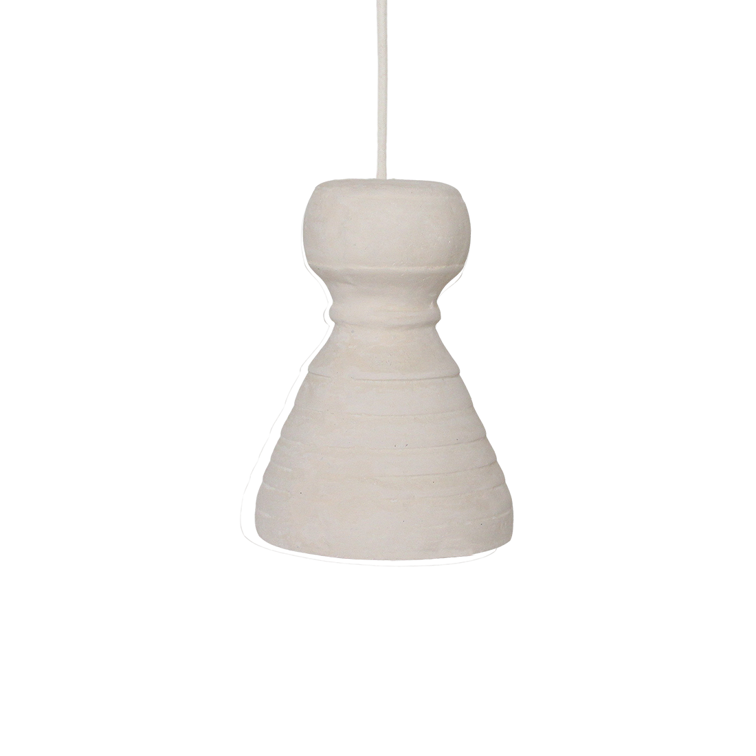 Hanglamp Chalk Kanoi van Raw Materials, slanke hanglamp in naturel met matte kalkachtige structuur