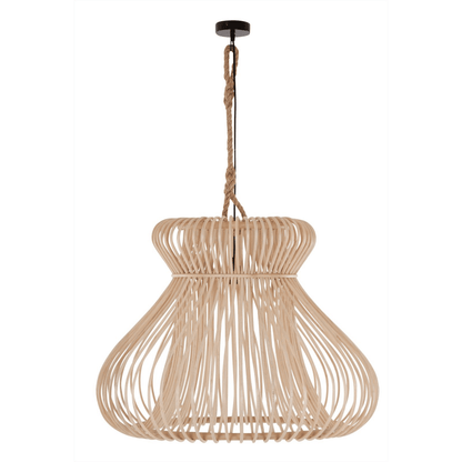 Hanglamp Fungo Large van MUST Living, brede gevlochten kap van naturel kobu rotan