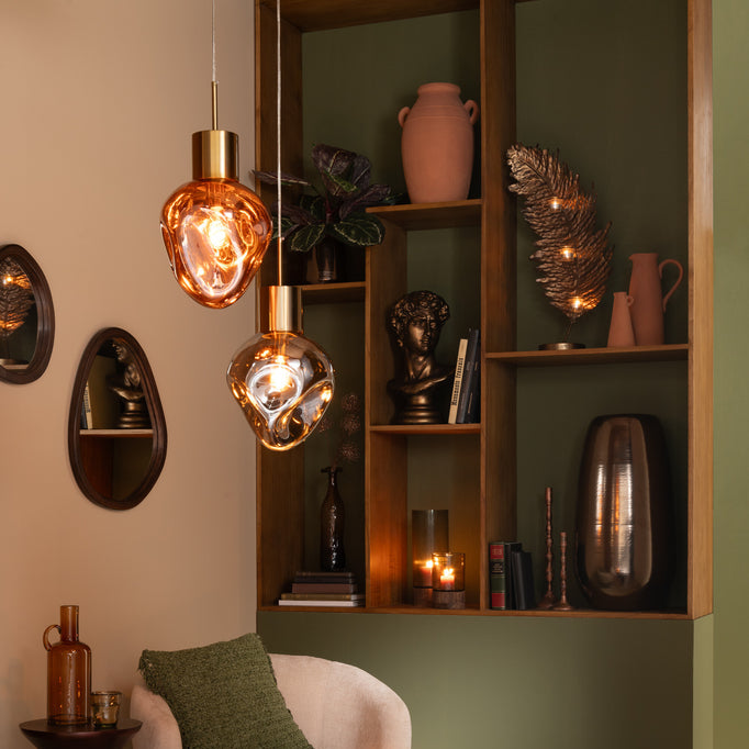 Hanglamp Goud Metaal/Glas Grijs - Hanglamp - J-Line - livinglovely.nl