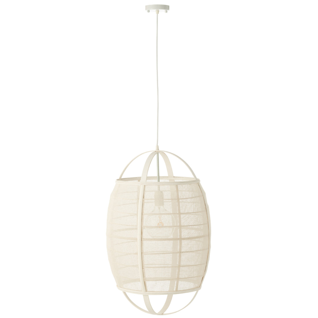Hanglamp Ion Linnen/Bamboe Wit Large J-Line - Hanglamp - J-Line - livinglovely.nl