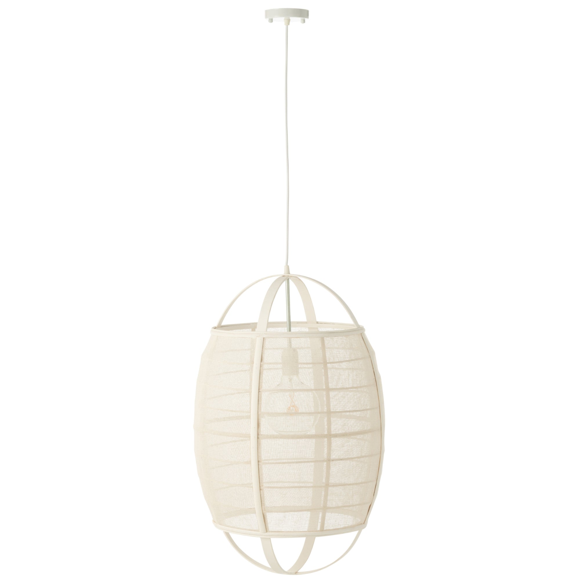 Hanglamp Ion Linnen/Bamboe Wit Large J-Line - Hanglamp - J-Line - livinglovely.nl