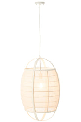 Hanglamp Ion Linnen/Bamboe Wit Large J-Line - Hanglamp - J-Line - livinglovely.nl