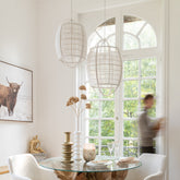 Hanglamp Ion Linnen/Bamboe Wit Large J-Line - Hanglamp - J-Line - livinglovely.nl