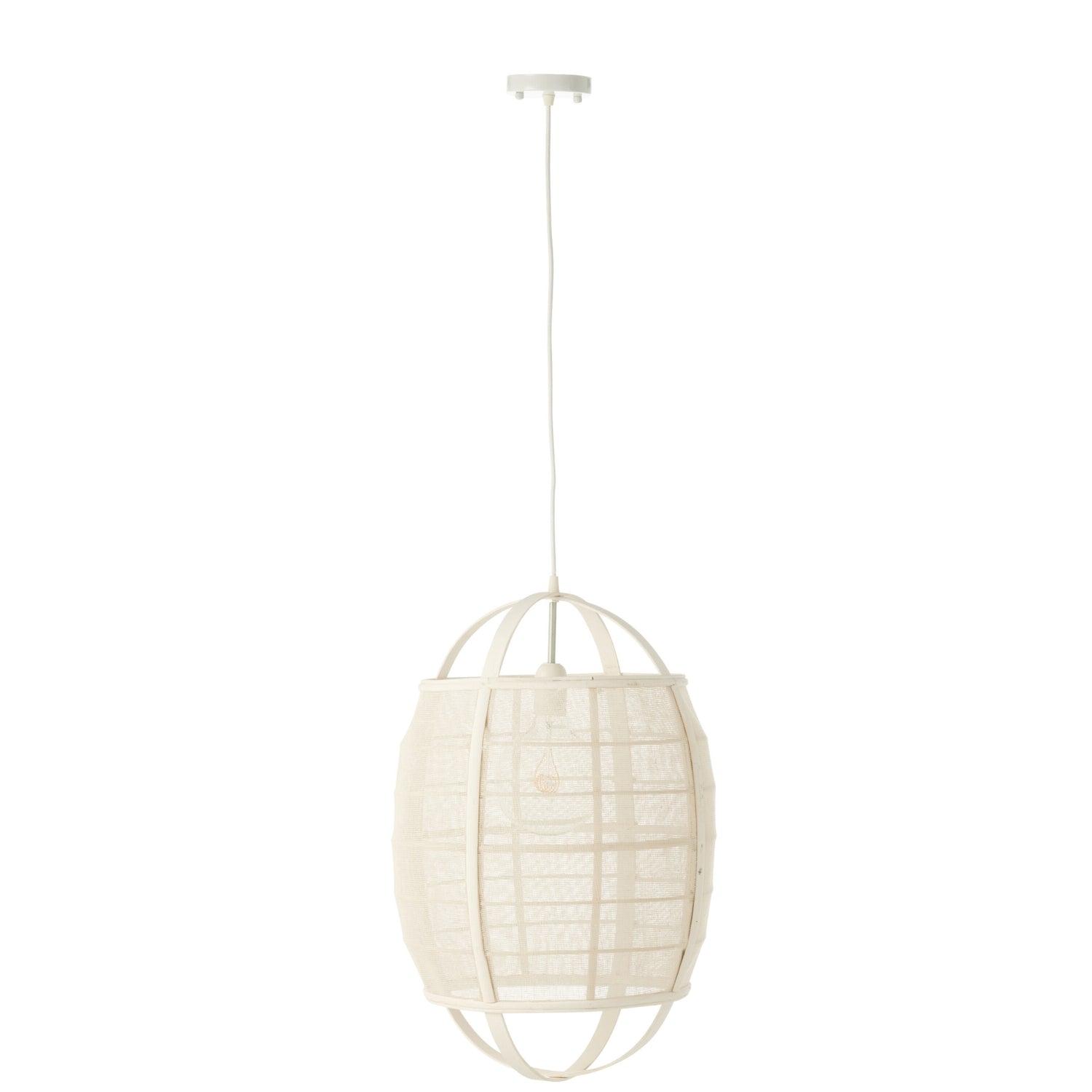 Hanglamp Ion Linnen/Bamboe Wit Small J-Line - Hanglamp - J-Line - livinglovely.nl