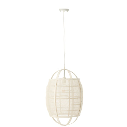 Hanglamp Ion Linnen/Bamboe Wit Small J-Line - Hanglamp - J-Line - livinglovely.nl