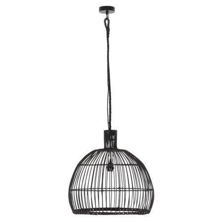 Hanglamp Las Salinas Large van MUST Living, grote zwarte pitrieten kap op witte achtergrond