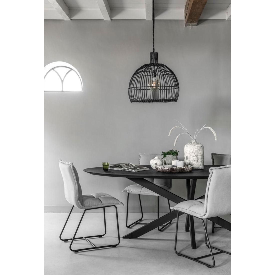Hanglamp Las Salinas Large van MUST Living, bovenaanzicht van de gevlochten zwarte kap