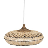 Hanglamp Nerja van MUST Living van schuin boven, open vlechtwerk rond de abaca top