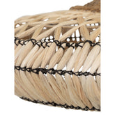 Detail van de handgemaakte rand van de Nerja hanglamp, abaca vezels met zwarte stiksels