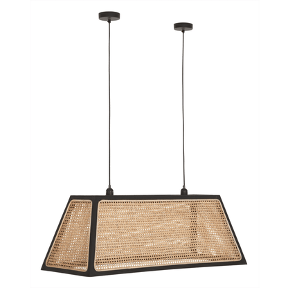 Langwerpige rotan hanglamp Raffles vooraanzicht MUST Living
