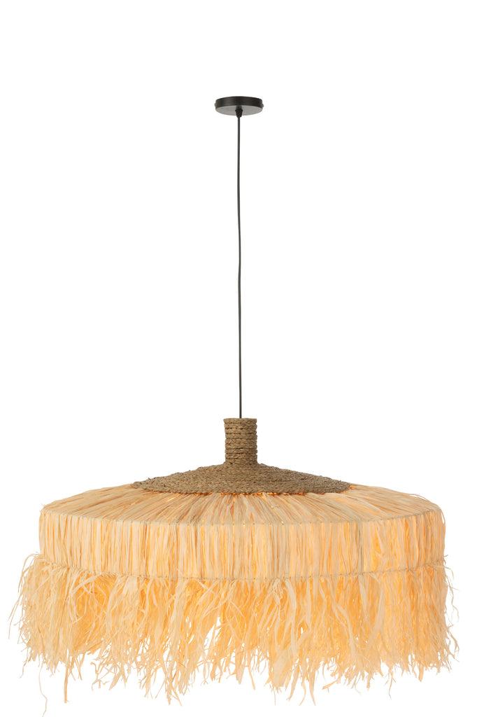 Hanglamp Rond Raffia Zwart/Naturel Large , Hanglamp , J-Line , livinglovely.nl