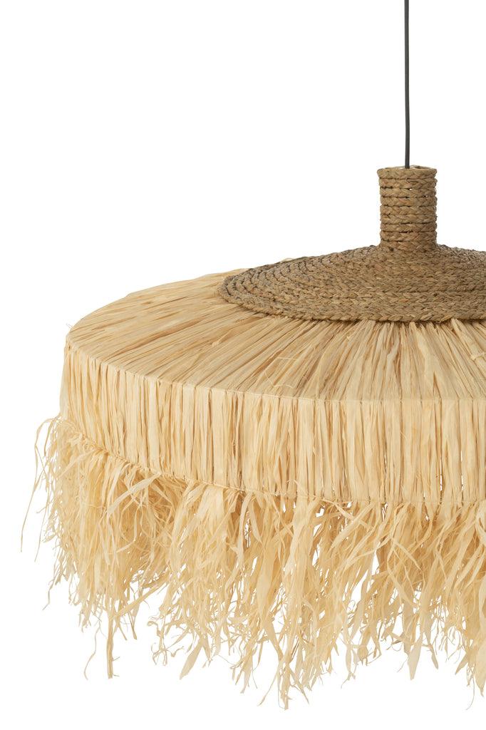 Hanglamp Rond Raffia Zwart/Naturel Large , Hanglamp , J-Line , livinglovely.nl