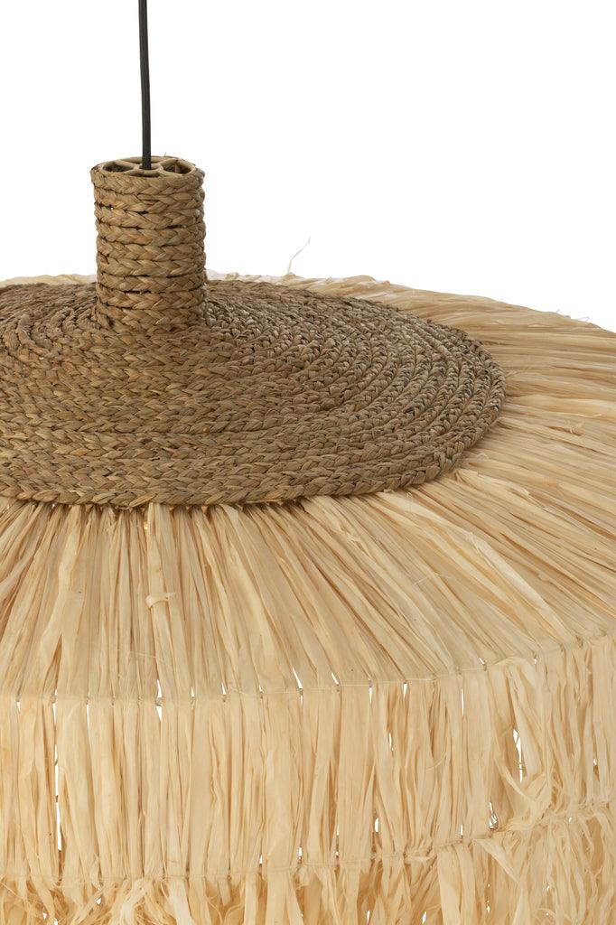 Hanglamp Rond Raffia Zwart/Naturel Large , Hanglamp , J-Line , livinglovely.nl