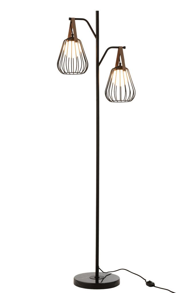 Hanglamp Rond Raffia Zwart/Naturel Large , Hanglamp , J-Line , livinglovely.nl