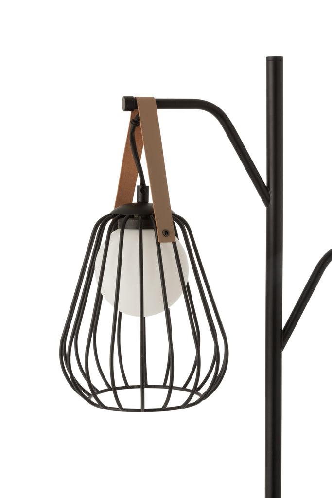 Hanglamp Rond Raffia Zwart/Naturel Large , Hanglamp , J-Line , livinglovely.nl