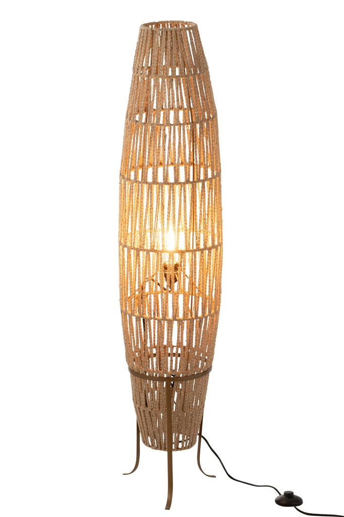 Hanglamp Rond Raffia Zwart/Naturel Large , Hanglamp , J-Line , livinglovely.nl