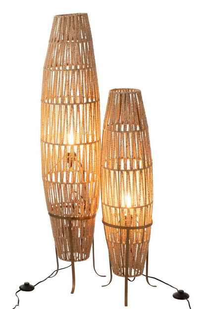 Hanglamp Rond Raffia Zwart/Naturel Large , Hanglamp , J-Line , livinglovely.nl