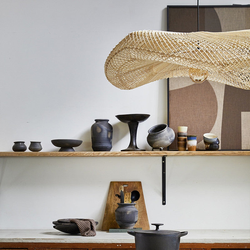 Hanglamp Wave Natural XXL Raw Materials 115x115x35cm - Hanglamp - Raw Materials - livinglovely.nl