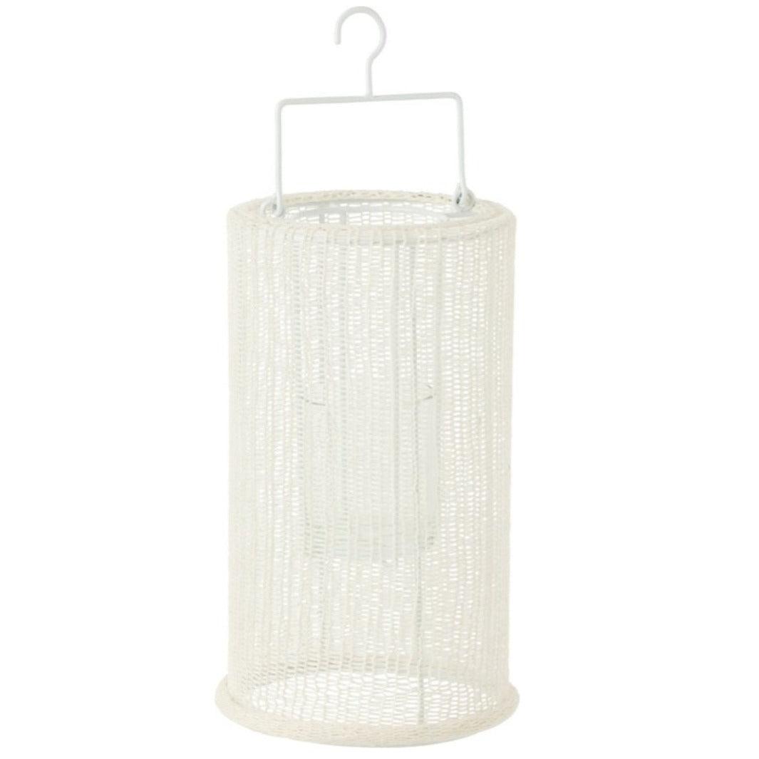 Hanglantaarn Cilinder Metaal/Polyester Wit Large - Lantaarn - J-Line - livinglovely.nl