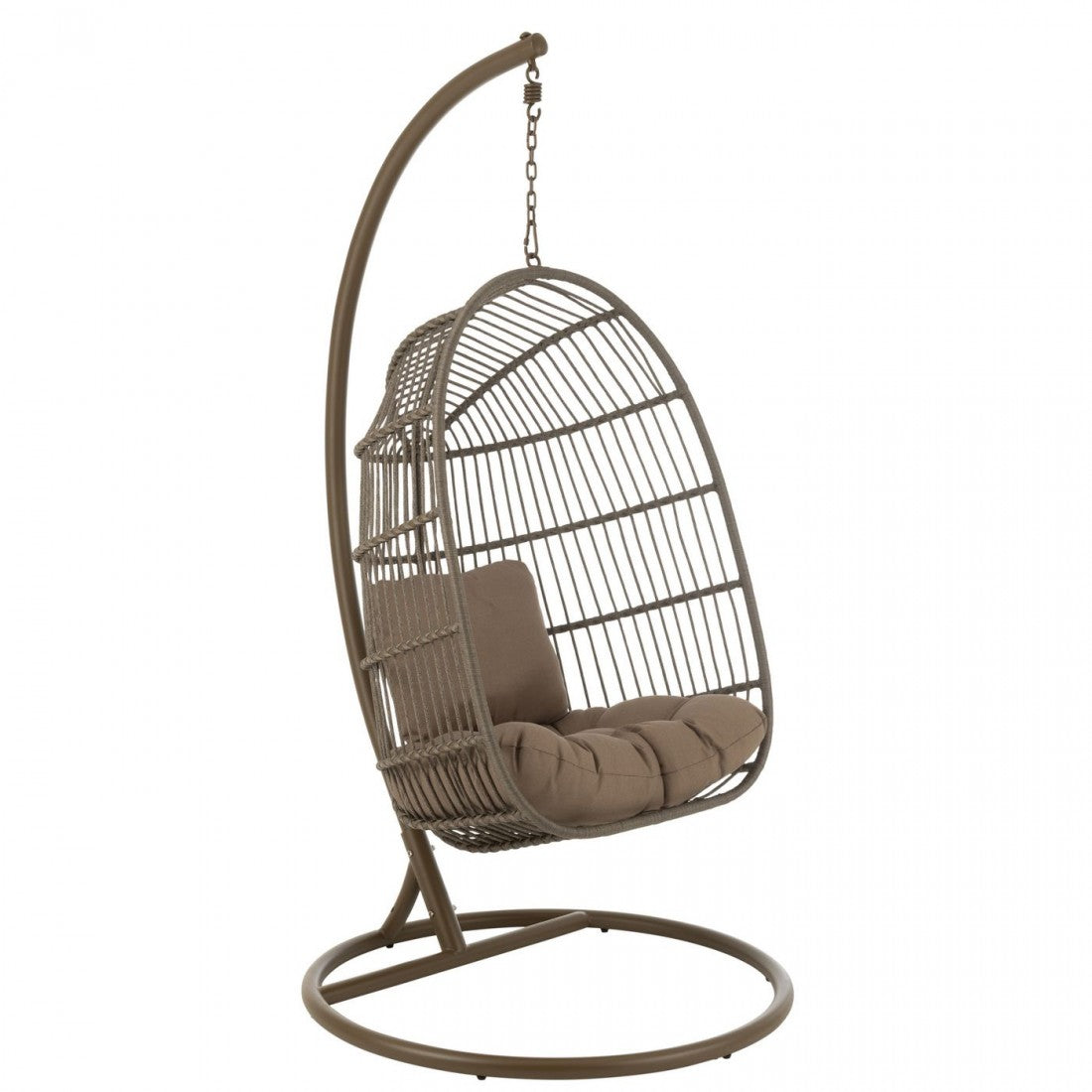 Hangstoel+Kussen Egga Metaal/Koord Bruin - Hangstoel - J-Line - livinglovely.nl