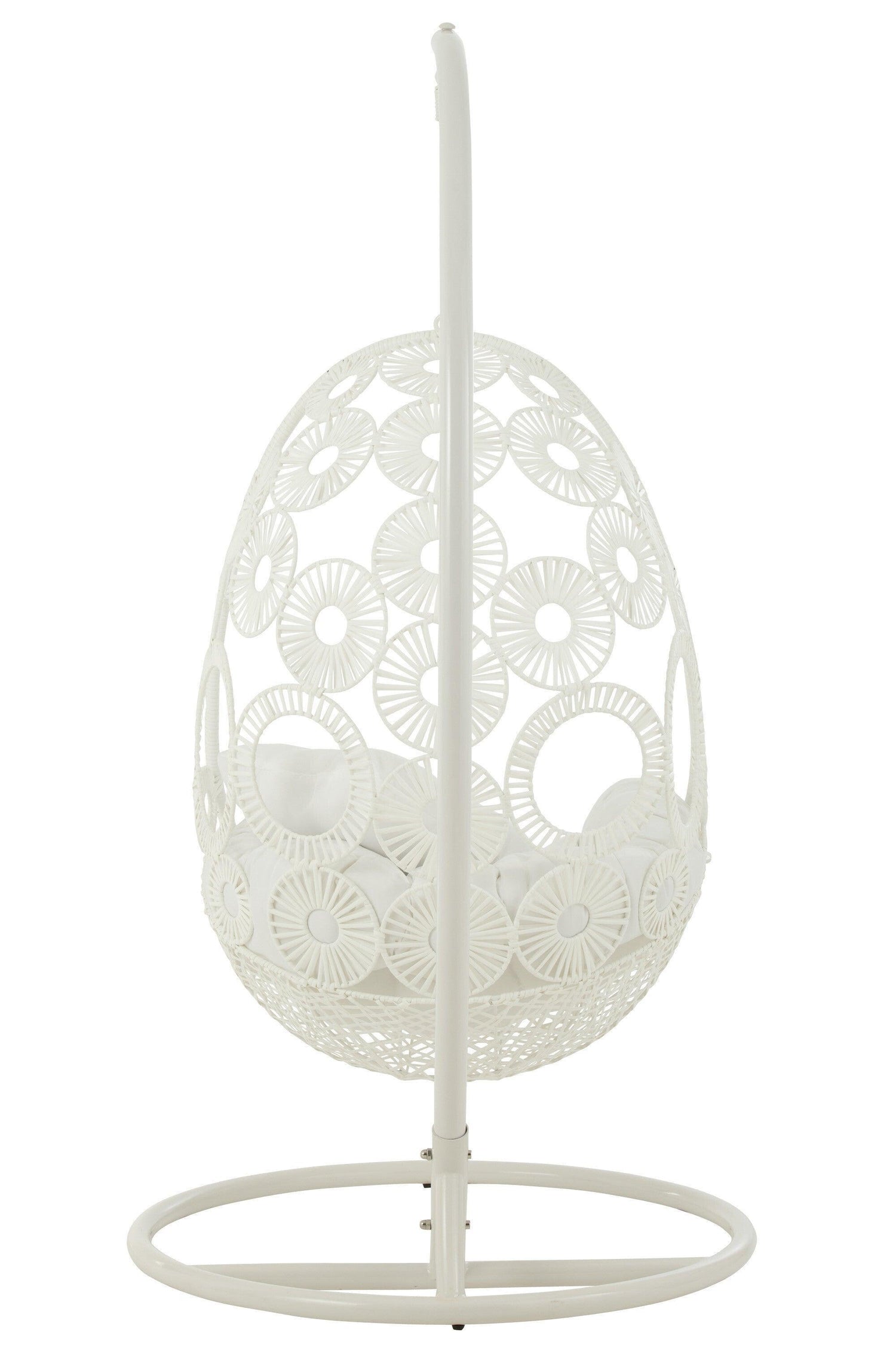 Hangstoel + Kussens Bula Metaal/Riet Wit - Hangstoel - J-Line - livinglovely.nl