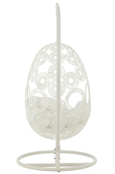 Hangstoel + Kussens Bula Metaal/Riet Wit - Hangstoel - J-Line - livinglovely.nl